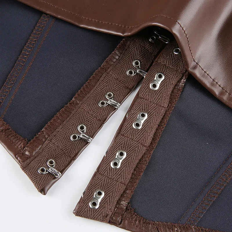 تي شيرت نسائي أنيق ومثير من البولي يوريثان برقبة على شكل حرف V عميقة بلا أكمام ، مشد بزر بانك أحادي اللون للنوادي ، طراز الشارع ، الخريف