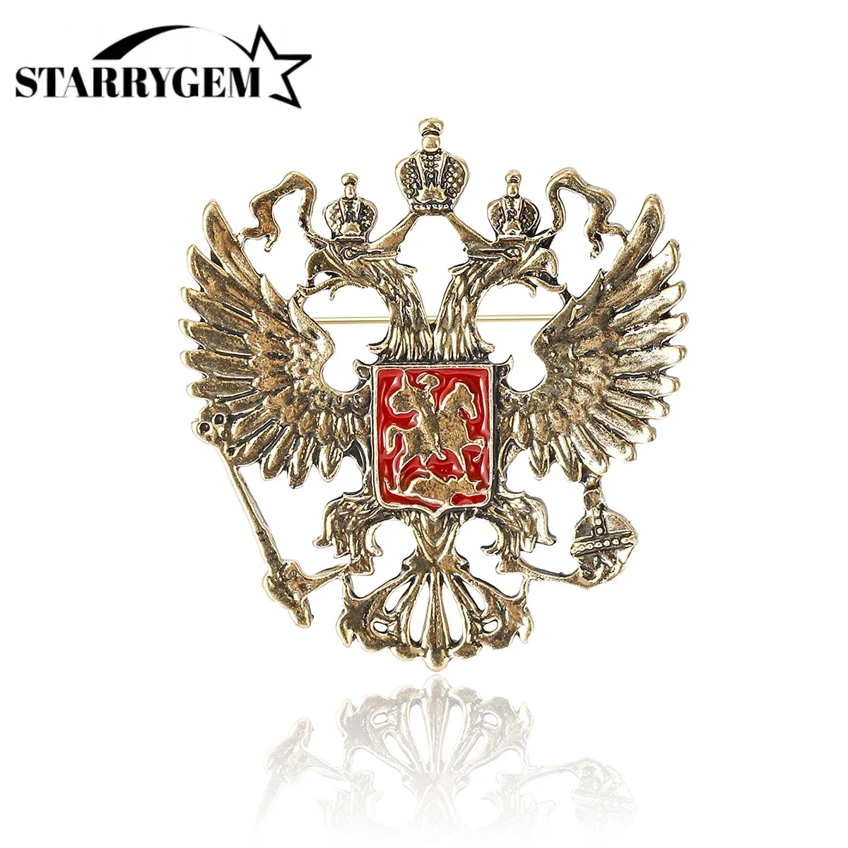 Alloy Double-headed Eagle Badge Brooches for Women and Man 3-color Pins Accessories Gifts Can Be Worn at Holiday Party