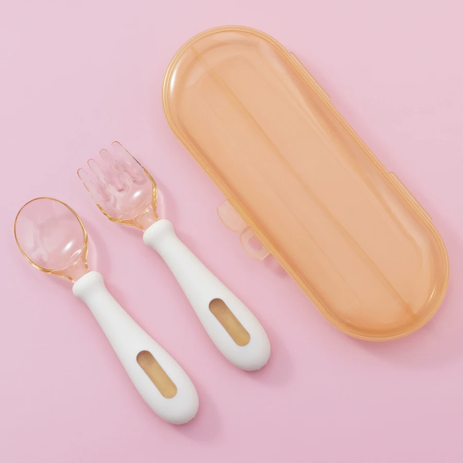 2PC Silicone Baby Utensils With Box Baby Complementary Feeding Tableware Silicone Spoon Fork Children Care Tools Cutlery