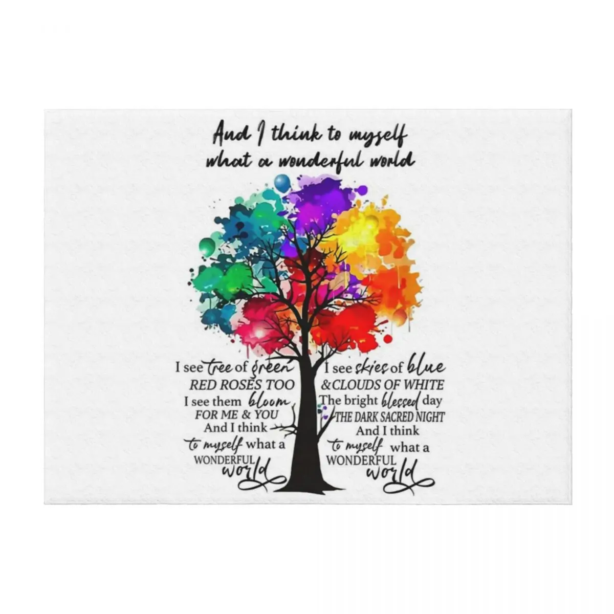 

And I Think To Myself What A Wonderful World Throw Blanket Plush Luxury Thicken Plaid on the sofa Large Blankets