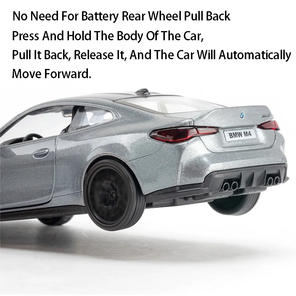 1:36 BMW M4 CSL Zabawkowy samochód Odlewane modele ze stopu metali lekkich z 2 otwieranymi drzwiami Gumowa opona Funkcja ciągnięcia wstecz Zabawki dla dzieci Prezenty dla dzieci