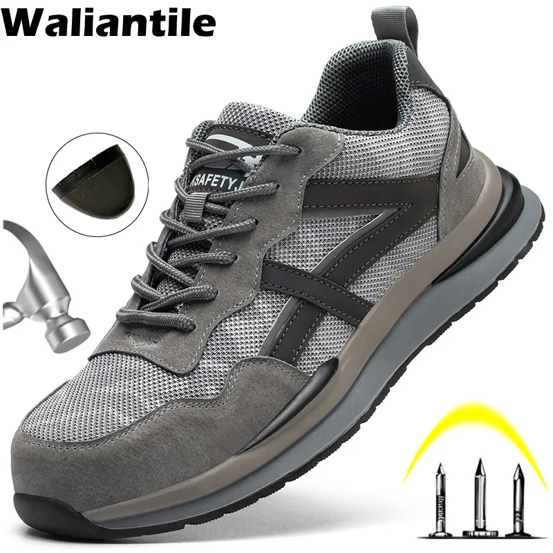 Waliantile Safety Work Shoes Sneakers For Men Women Steel Toe Boots Men Anti-smashing Construction Work Shoes Safety Footwear