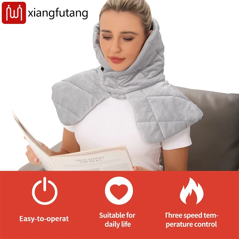 Scialle riscaldato grigio Avvolgente per il collo Materiale morbido in peluche 3 livelli di riscaldamento Lenisce la rigidità del collo Dolore Calore invernale all'aperto Unisex
