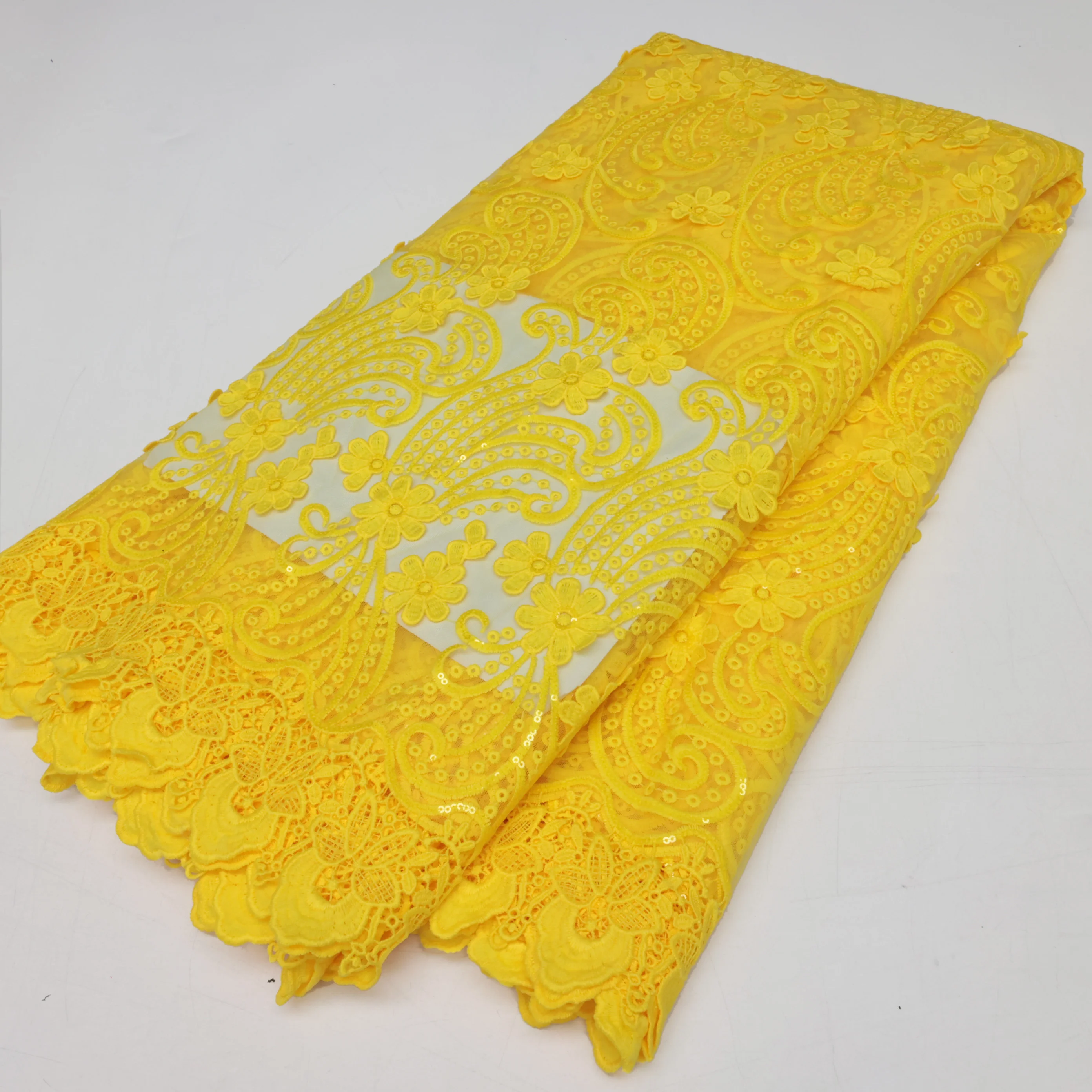 

French Embroidery Sequins Lace Nigerian Dress Fabric 2025 High Quality African Mesh Lace Fabric For Women Wedding Party