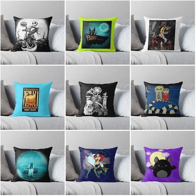 Decorative Home pillow case Cushion covers autumn 45X45cm Living Room sofa  halloween pumpkin 60*60 40*40 fear Skeleton funny