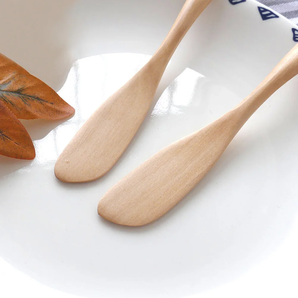 

2PCS Wood Butter Knife Jam Spreader Cream Tool -friendly Smooth Surface Kitchen Restaurant Use