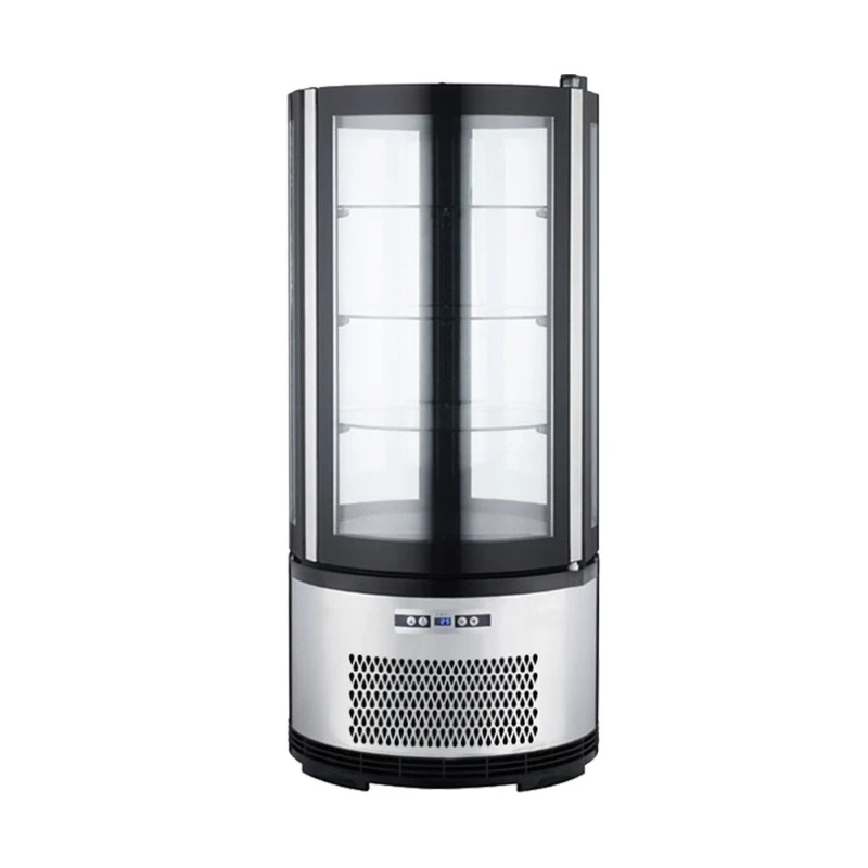 

Round multi-layer rotating glass door fresh-keeping display cabinet, vertical small commercial cake refrigerated air-cooled