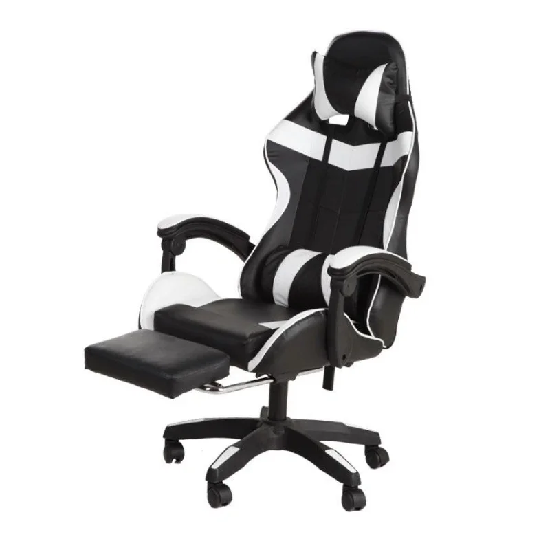 

High Quality Custom PU Leather Ergonomic Recliner Black White Game Silla Gamer Chair Gaming Chair with Footrest