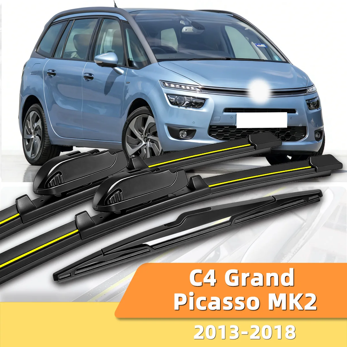 3 Stück Scheibenwischer vorne und hinten, geeignet für Citroen C4 Grand Picasso MK2 2013–2018, Kfz-Windschutzscheibe 2014 2015 2016