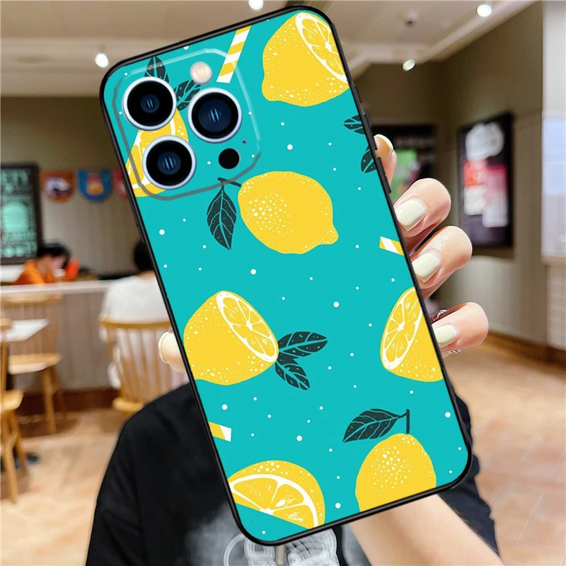 Fruit Lemon Case For iPhone 16 15 14 13 12 11 Pro Max Mini 7 8 Plus X XS Max XR Full Protect Cover