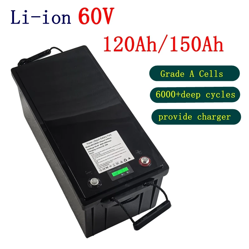 

waterproof 60V 150Ah lithium battery With BMS for 6000W scooter AGV demo inverter Go Cart bike +10A charger