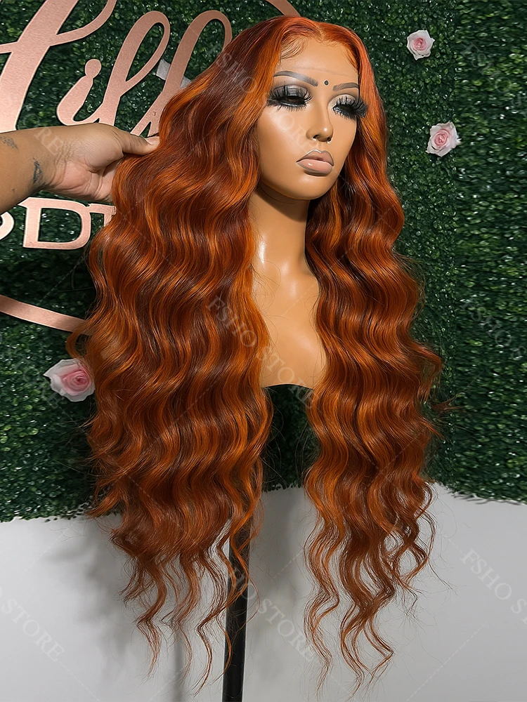 ترقية الزنجبيل غلويليس الجسم موجة 5x5 HD الدانتيل الجبهة الباروكات شعر الإنسان سهلة التركيب # باروكات شعر بشري مختلط بني 4/350