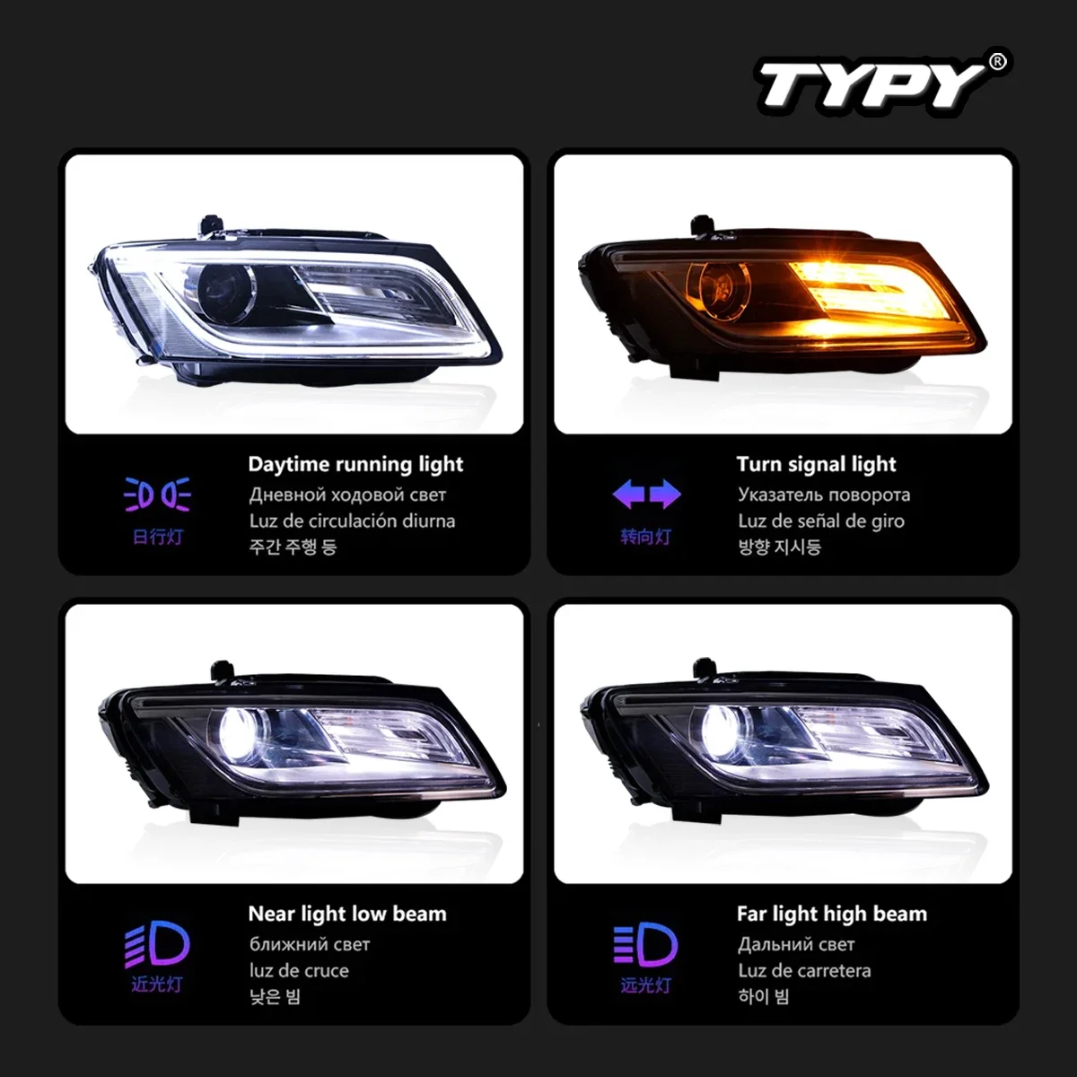 Автомобильные фары TYPY для Audi Q5, фары 2009-2018, сигнал поворота, дневные ходовые огни, новые обновленные фары