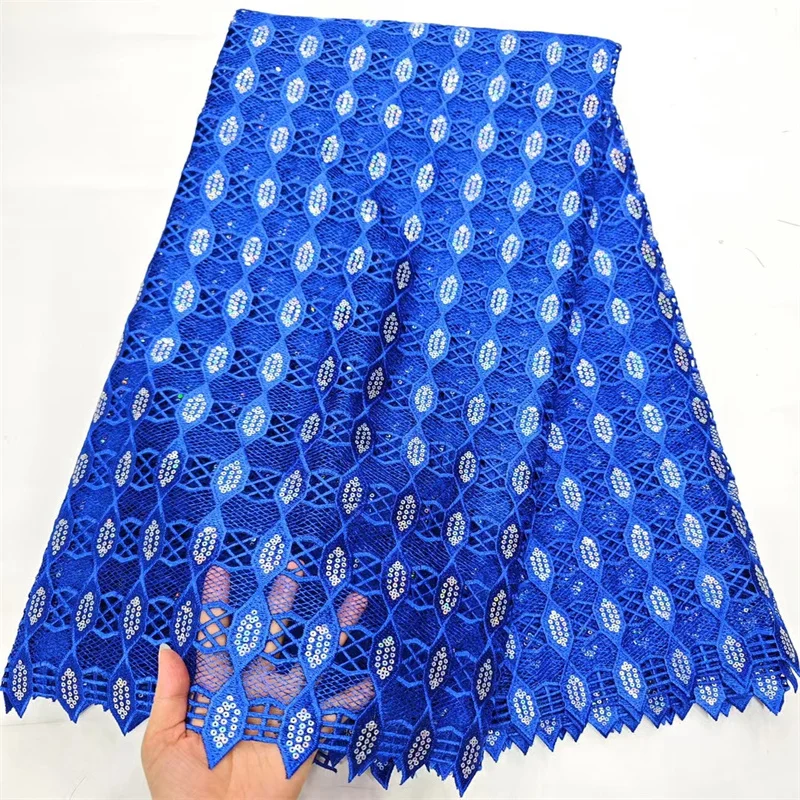 

Nigerian Water Soluble Lace Fabric Sewing Dresses For Women, Sequin Embroidery Guipure Net 2024 High Quality African Lace Fabric