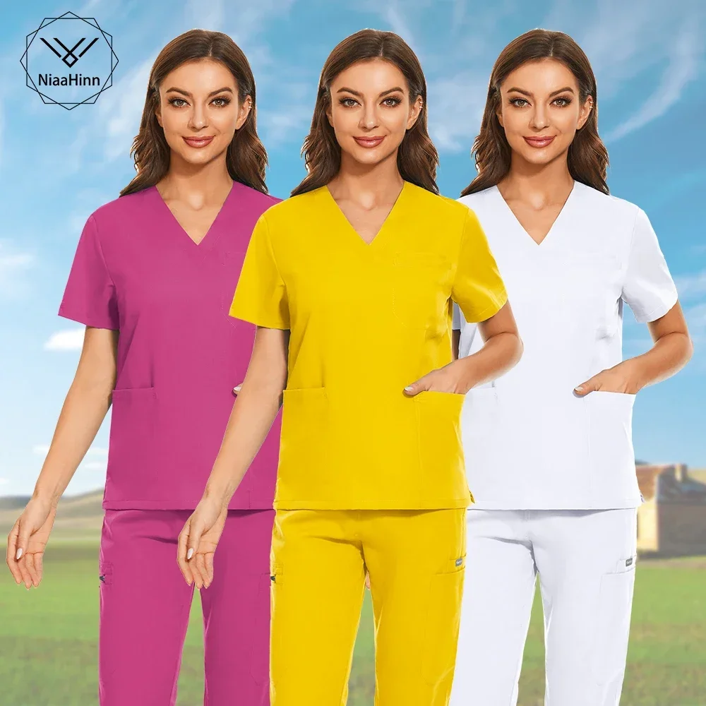 

Wholesale Uniform Spa Beautician Manicurist Nursing Cleaning Scrub Dental Outpatient Pediatric Nurse Medical Uniform Sets Unisex