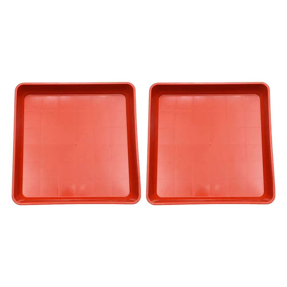 2 Pcs Square Planter Tray Plastic Faceplate Pots Flower Plants Drip Container Saucer Resin