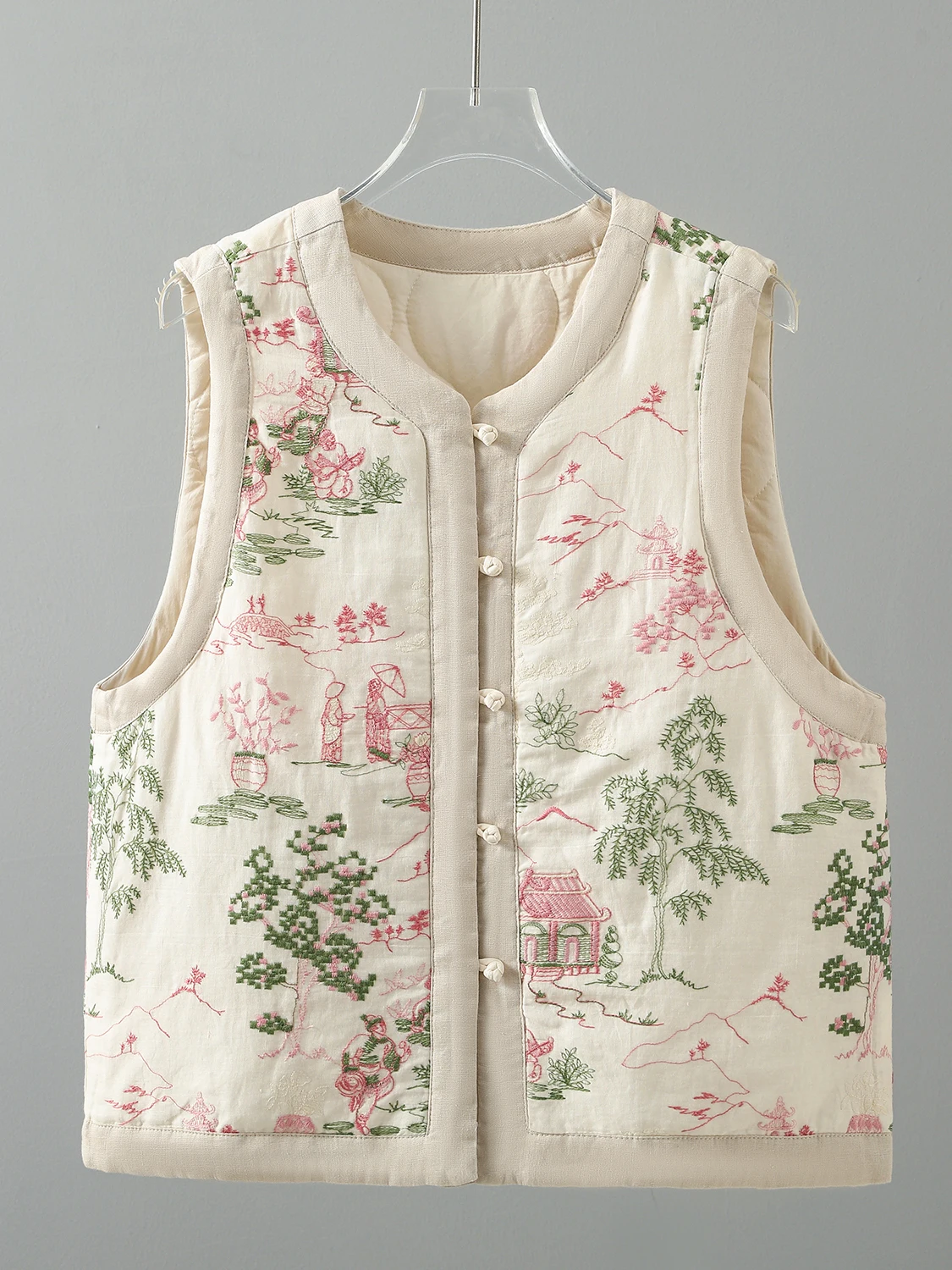 Ele bestickte schwere Arbeit Herbst Winter Damen Jaet Stehkragen chinesischer Sle National Trend Pendeln Thiened Warm