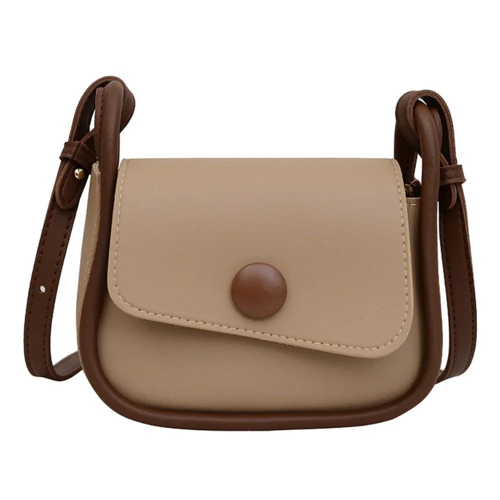 

Casual Korean Style Shoulder Bag Solid Color Handbag Small Square Saddle Bag PU Leather Large Capacity Crossbody Bag Autumn
