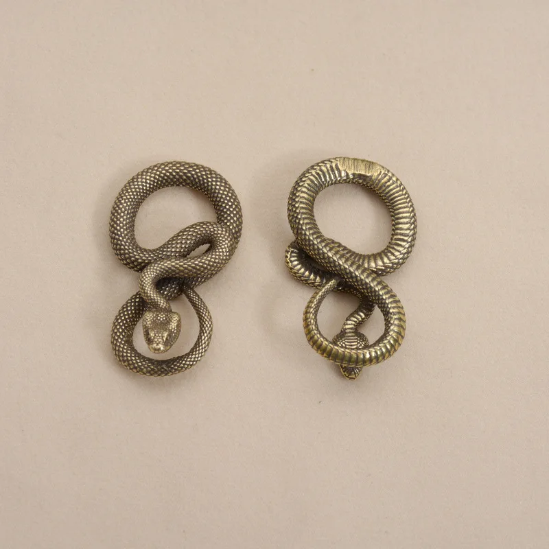 

LittleFairy/Retro Realistic Brass Zodiac Snake Handmade Animal Miniature Statue Office Desk Ornament Home Decoration Crafts Gift