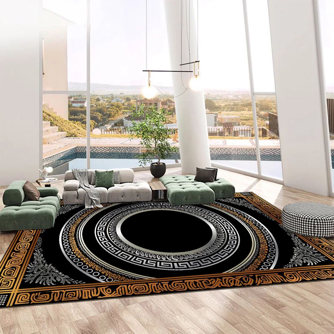 European Style Large Size Household Carpets for Living Room Decoration Luxury Pattern Floor Mat Washable Bedroom Lounge Rug