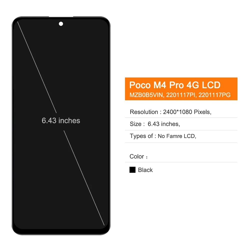 High quality For Xiaomi Poco M4 Pro 4G LCD Display Touch Panel Replacement For Poco M4 Pro 2201117PI 2201117PI 2201117PG Screen