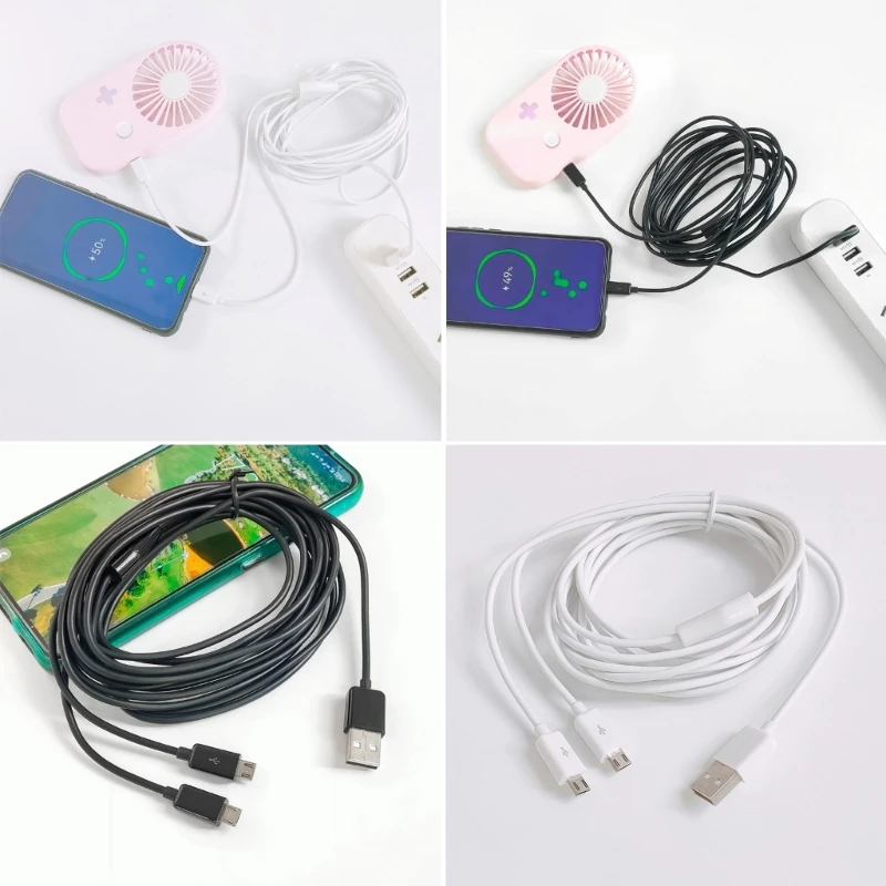 2-in-1 USB to Micro USB Cable for Faster Charging Phones and Tablets Data Cord Charge Two Devices Simultaneously Dropship
