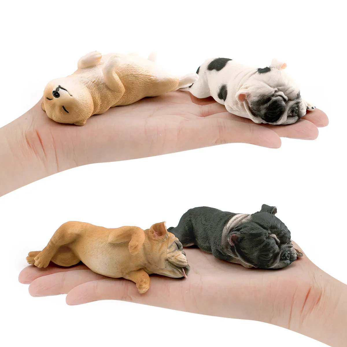 Mini Sleeping Bulldog Shiba Inu Figures Simulation Cute Pet Pog  PVC Figurine Kids Toy Desk Decor