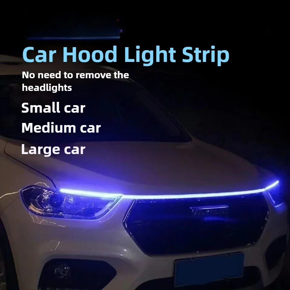 New Car Signal Lights Daytime Running Light Turn Signal LED Light Strip Car Hood Decorative Light Strip Indicator Light 12V