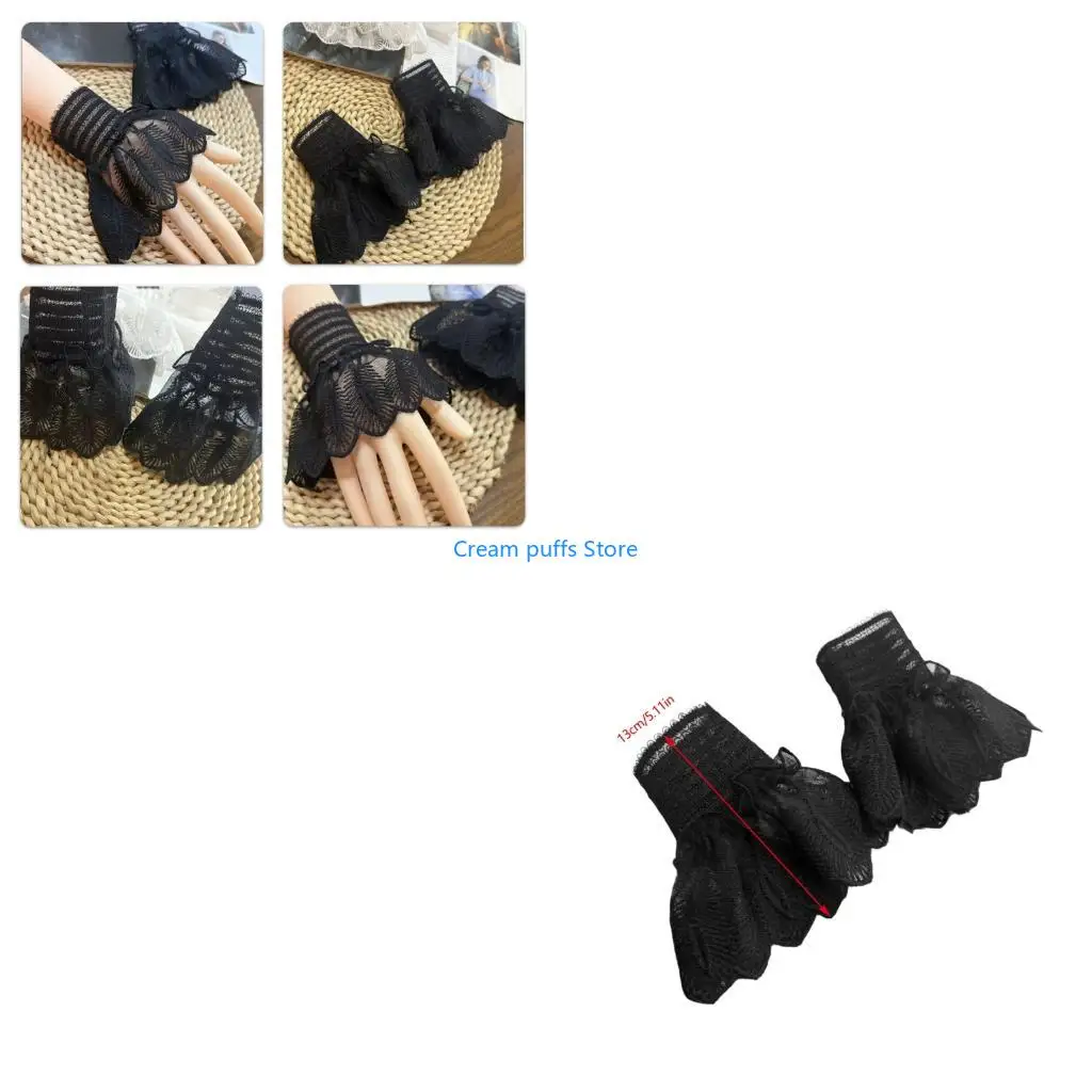 50LE Delicate Polyester Lace False Sleeve Elastic Design Wrist Cuffs Suitable For Office Travel And Special Occasion