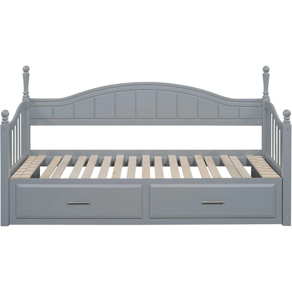 سرير نهاري حديث قابل للتحويل من Merax مع مقاس مزدوج إلى كينج، وسريرين منبثقين ودرجين تخزين، وسرير أريكة خشبي مع لوح رأسي