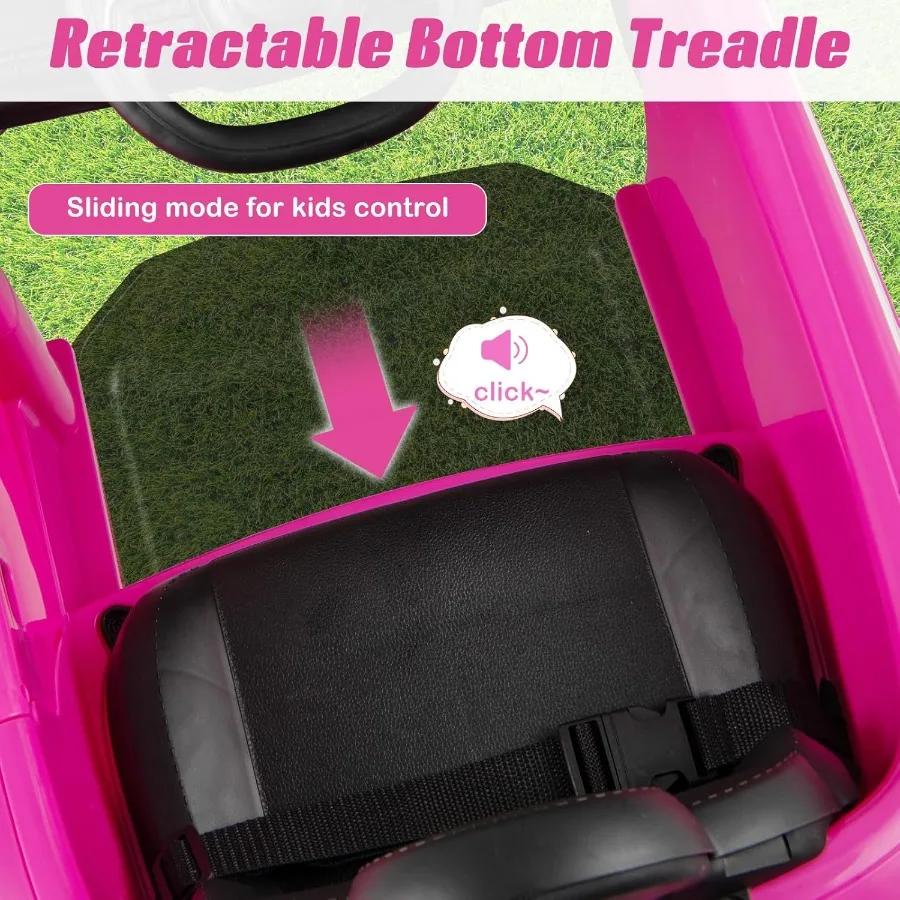 Carro push para crianças 3 em 1 licenciado Fiat 500e bebê deslizante andando com alça de controle de pais dossel ajustável apoio para os pés passeio