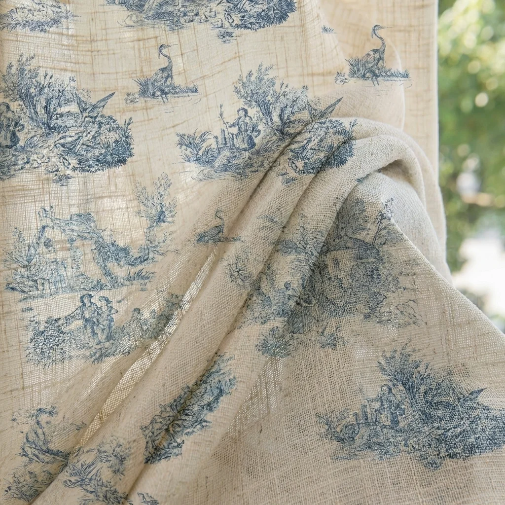 1PC New Modern Floral Curtain, Light Blocking Yet Privacy Maintaining, Mimicking Hemp Texture, Ideal for Bedroom & Living Room