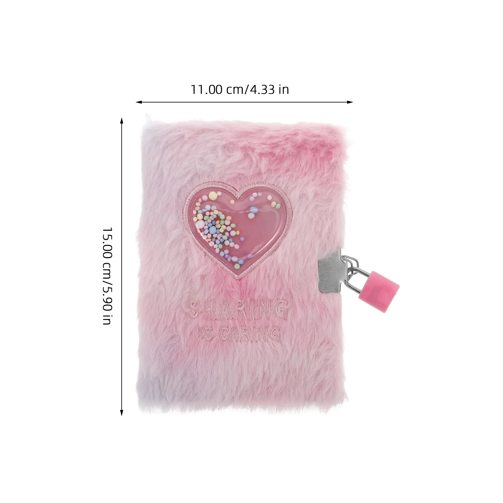 A6 Fluffy Journal Writing Notebook Heart Pattern Plush Diary Book Daily Planner Note Pad With Lock School Stationery Supplies