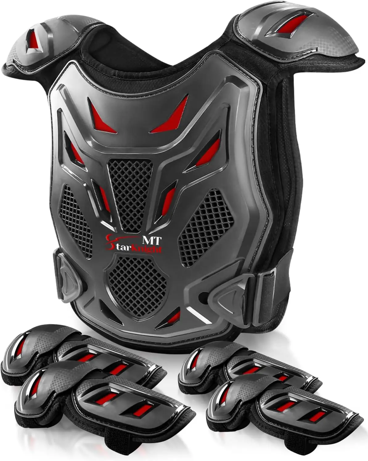 

Улучшенный утолщенный защитный комплект для мотоциклистов: нагрудная защита для мотокросса, внедорожных мотоциклов и детских мотоциклов, красный