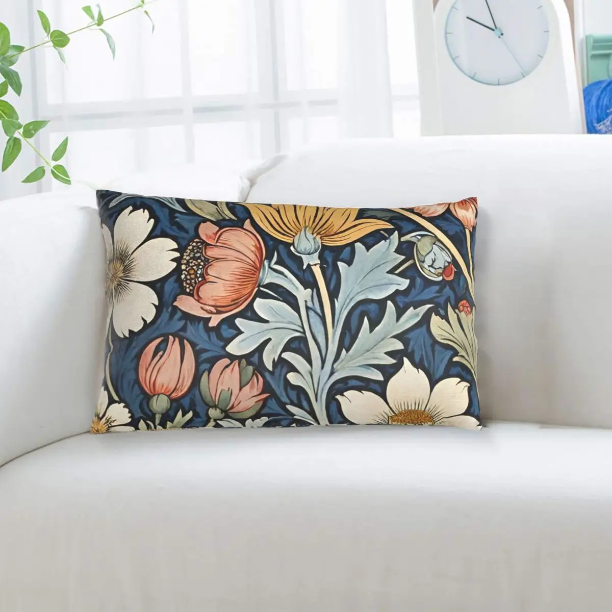 Housse de coussin rectangulaire encadrée William Morris Botanical Bliss, housse de coussin décorative pour chambre à coucher, lit, maison, confort, coussin décoratif