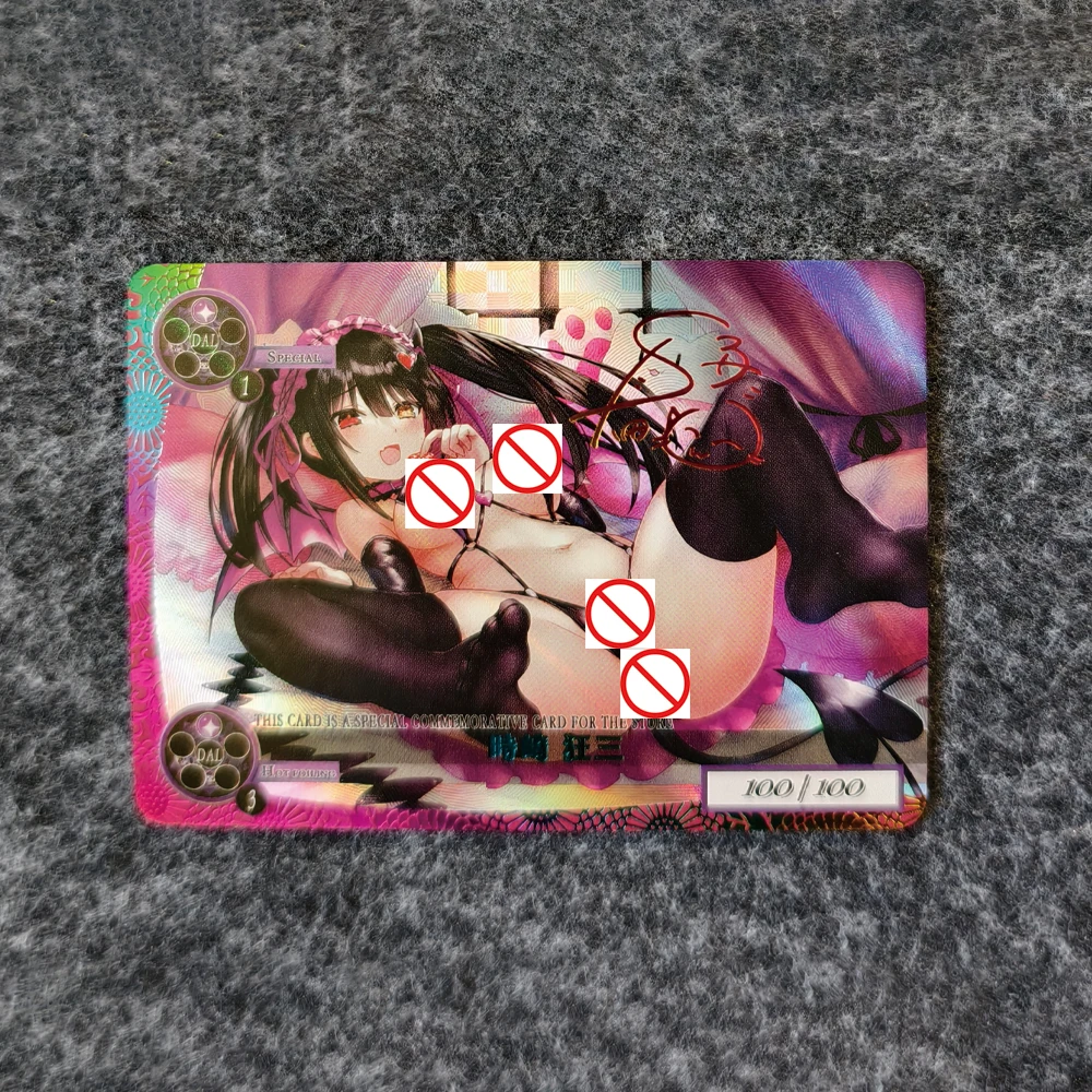 

BLBU Anime Cartoon Collection Card Tokisaki Kurumi Signature Card Gold Stamping Refractive Color Rainbow Flash Textured Gifts