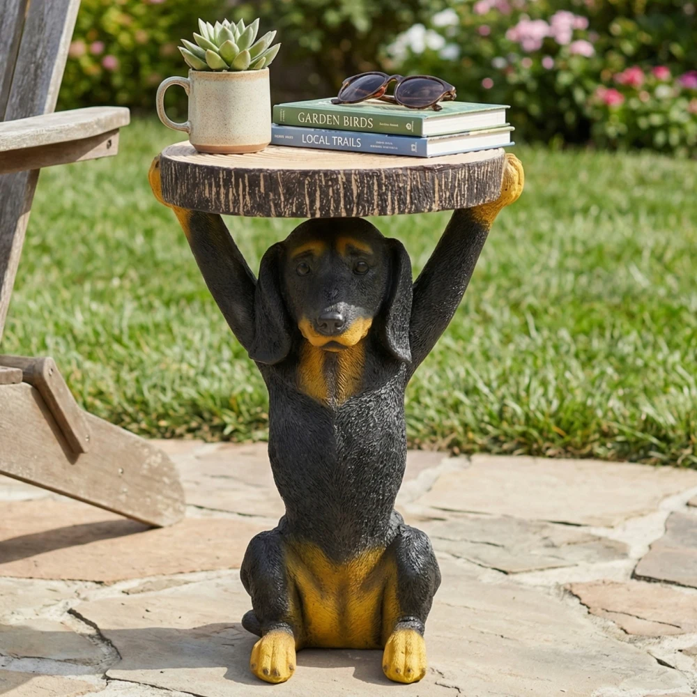 A Lively and Adorable Black Dog Side Table/base Corner Table/stool Moisture-proof Corrosion-resistant Wear-resistant Sturdy and Durable MGO Dog Statue Hand-painted Sculpture Warm and Gentle Suitable for Home Office Living Room and Outdoor Decoration