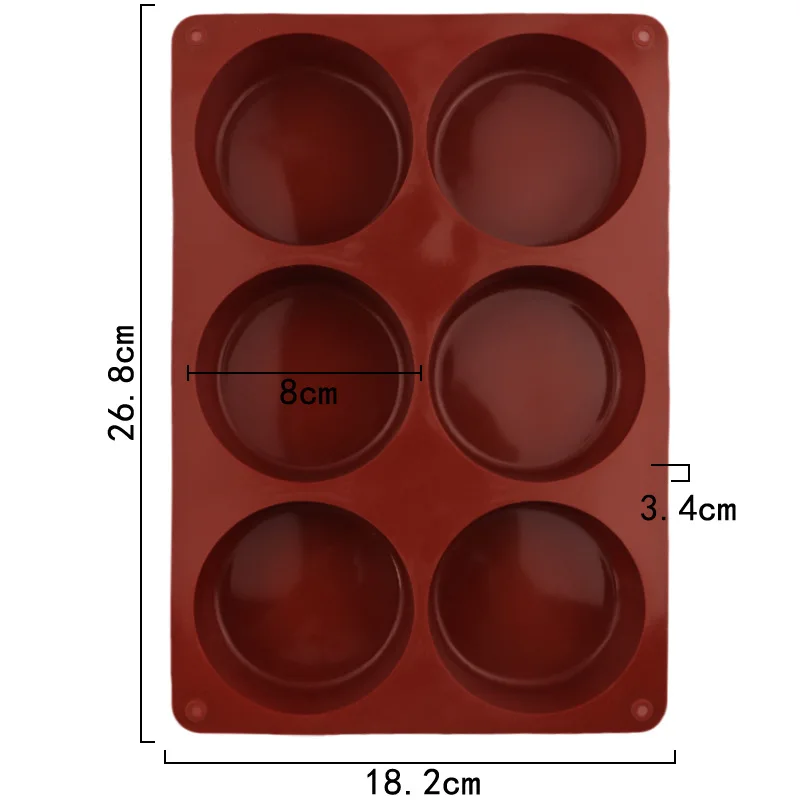 6 consecutive large cylindrical silicone cake molds, cold process soap molds, chocolate molds, household handmade soap tools