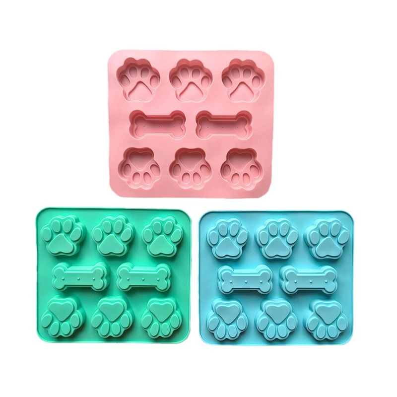 Cat Paw And Dog Bone Mold Dog Footprint Silicone Mold Nonstick Fondant Chocolate Cookie Cake Baking Mould Baking Accessories