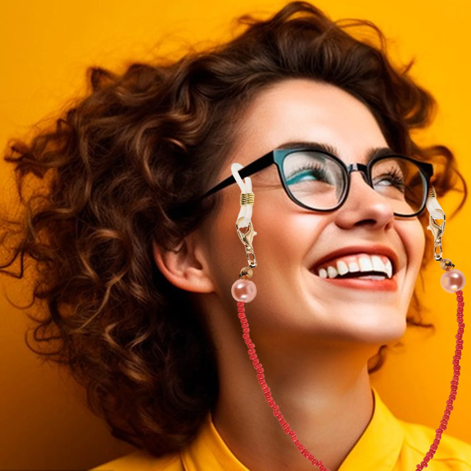 

Beaded Eyeglass Chain Colorful Anti Slip Lightweight Comfortable Glasses Strap Holder for Women Sunglasses Lanyard