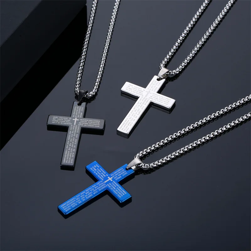 New Arrival Minimalist Titanium Steel Cross Pendant Necklace Stylish Cool Personalized Jewelry for Male Daily Streetwear