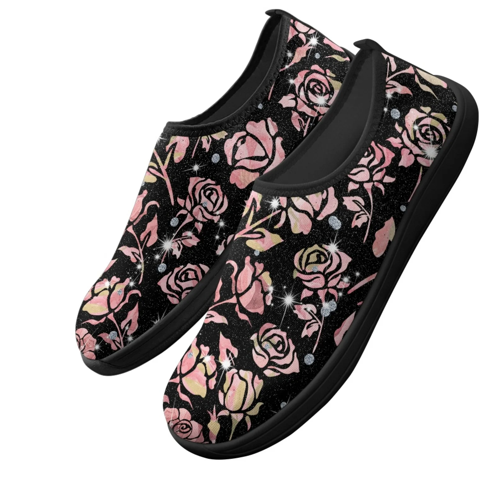 PENSTROLL Sparkling Rose Quick Dry Walking Flats Tennis Shoe for Casual Non Slip Walking Footwear