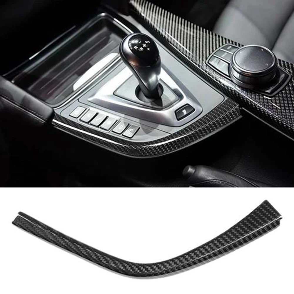 Steady Real Carbon Fiber Car Gear Shift L Shape Strips Trim For-BMW F80 F82 F83 M3 2014-2018 LHD