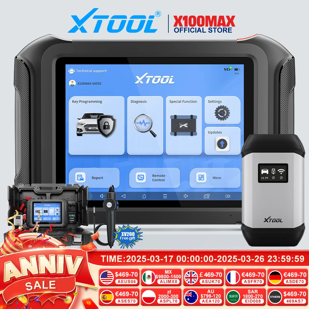 XTOOL X100 MAX Key Programmer With KC501 All Key Lost Car Diagnostic Tool 42+ Reset ECU Coding Update of X100 PAD3 Elite