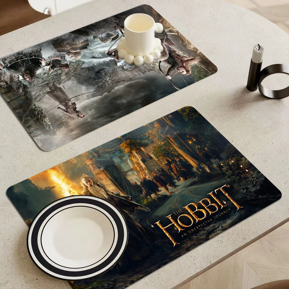 The Hobbit Lord of The Rings Kitchen Countertop Draining Mat Absorbent Mat Desktop Drying Mat Coasters Washable Tea Table Pad