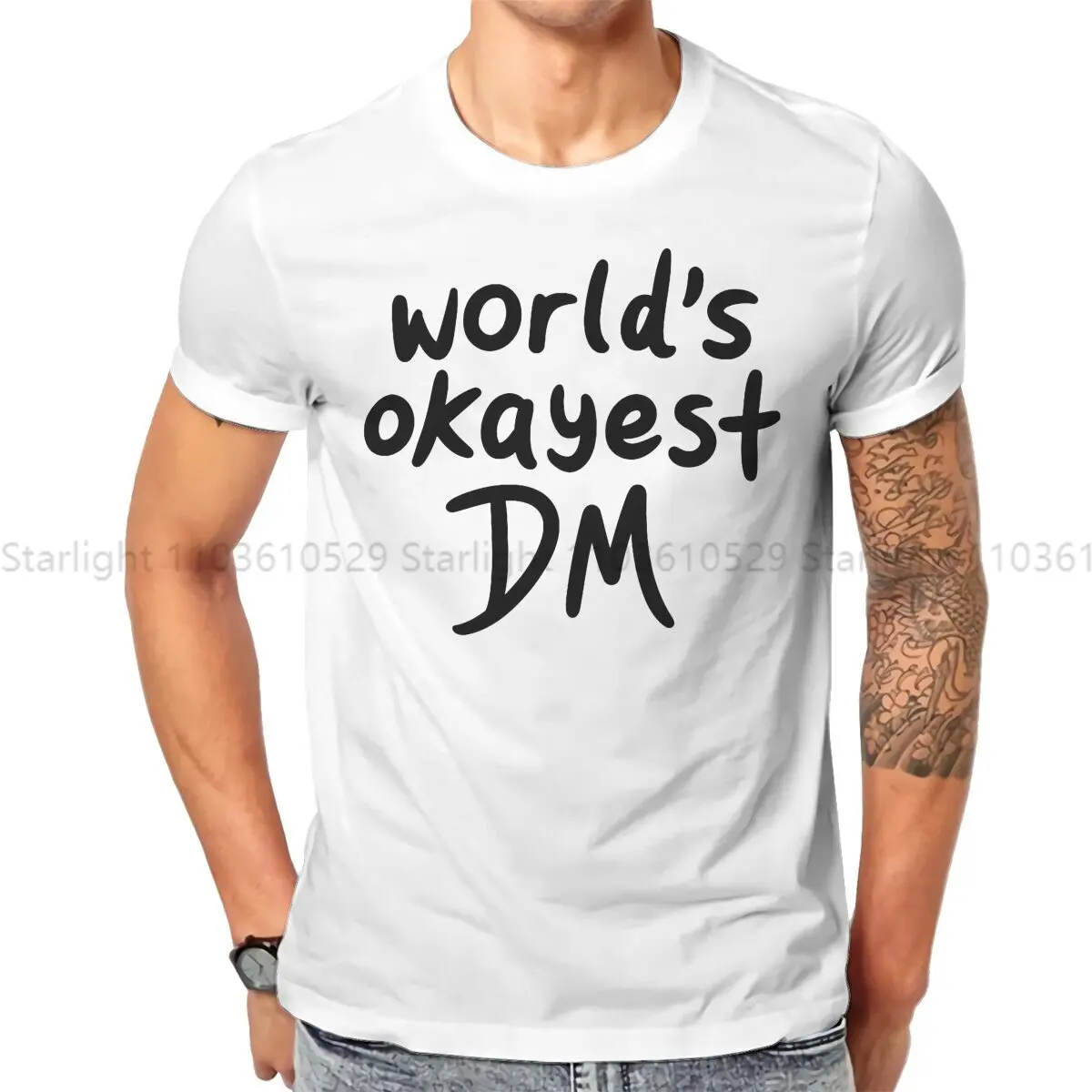 

DnD Game Creative TShirt for Men World's Okayest DM Round Collar T Shirt Personalize Gift OutdoorWear