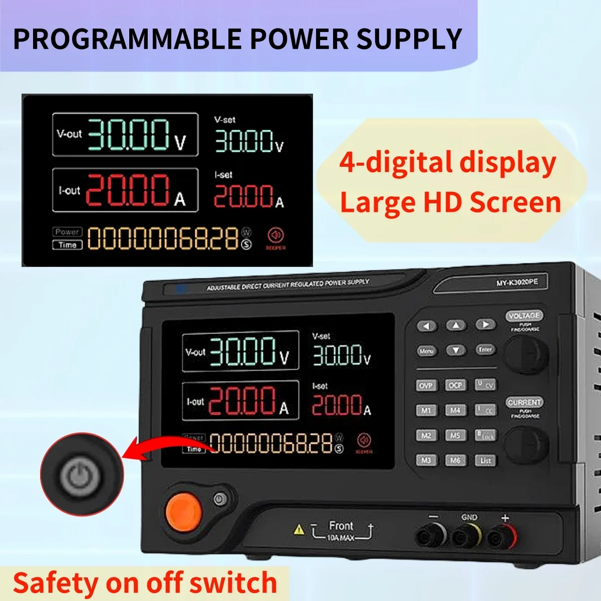 MYAMI-fuente de alimentación MY-K6030PE 60V 30A 50A, cargador de 60V, Banco ajustable Variable, fuente de alimentación programable de laboratorio DC con 485 SENSE