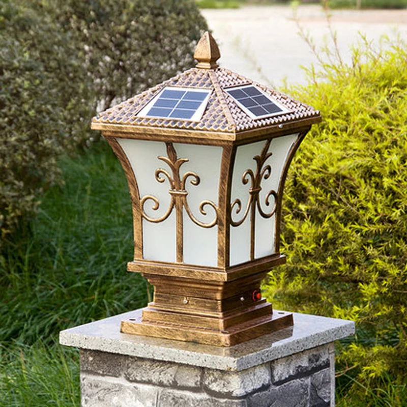 

Solar LED Lights Lantern Lamp LED Outdoor Waterproof Column Head Night Light for Home Garden Fence Landscape Pathway Decor