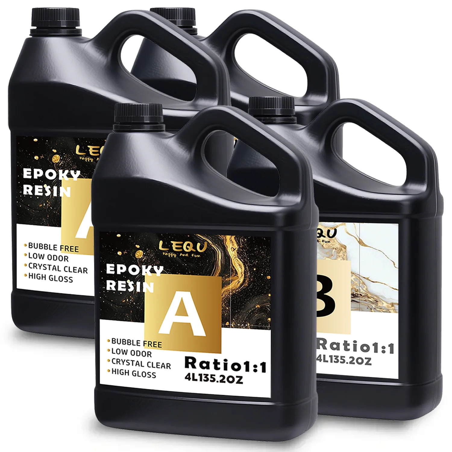 LEQU 8-Liter Epoxy Resin Kit, Large Capacity, Bubble-Free, Fast-Curing Transparent Epoxy Resin Two-Part High-Gloss Resin. Suitable for Casting Coatings, Countertops, Tabletops, Resin Art Crafts, And Jewelry