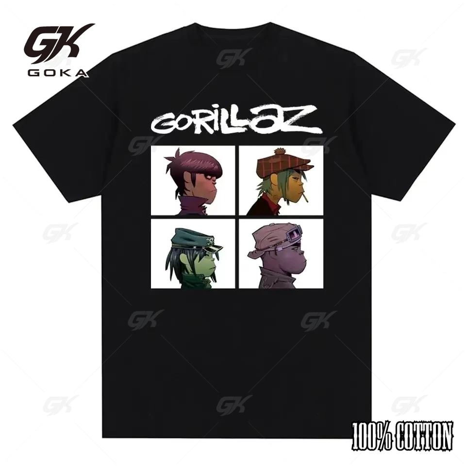 2024 New fashion band Gorillazs Punk Rock Print T-shirt 90s casual fashion short sleeve plus size T-shirt for both men and women